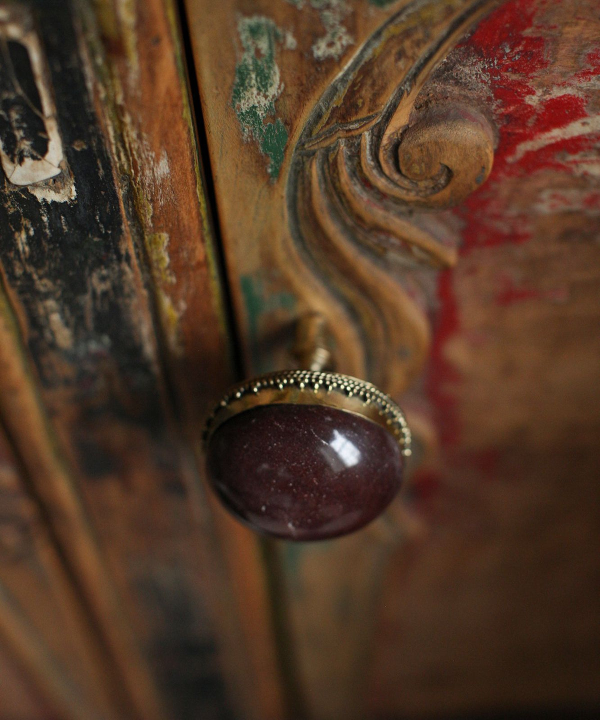 Doing Goods kastknop Moira Marble XL red jasper
