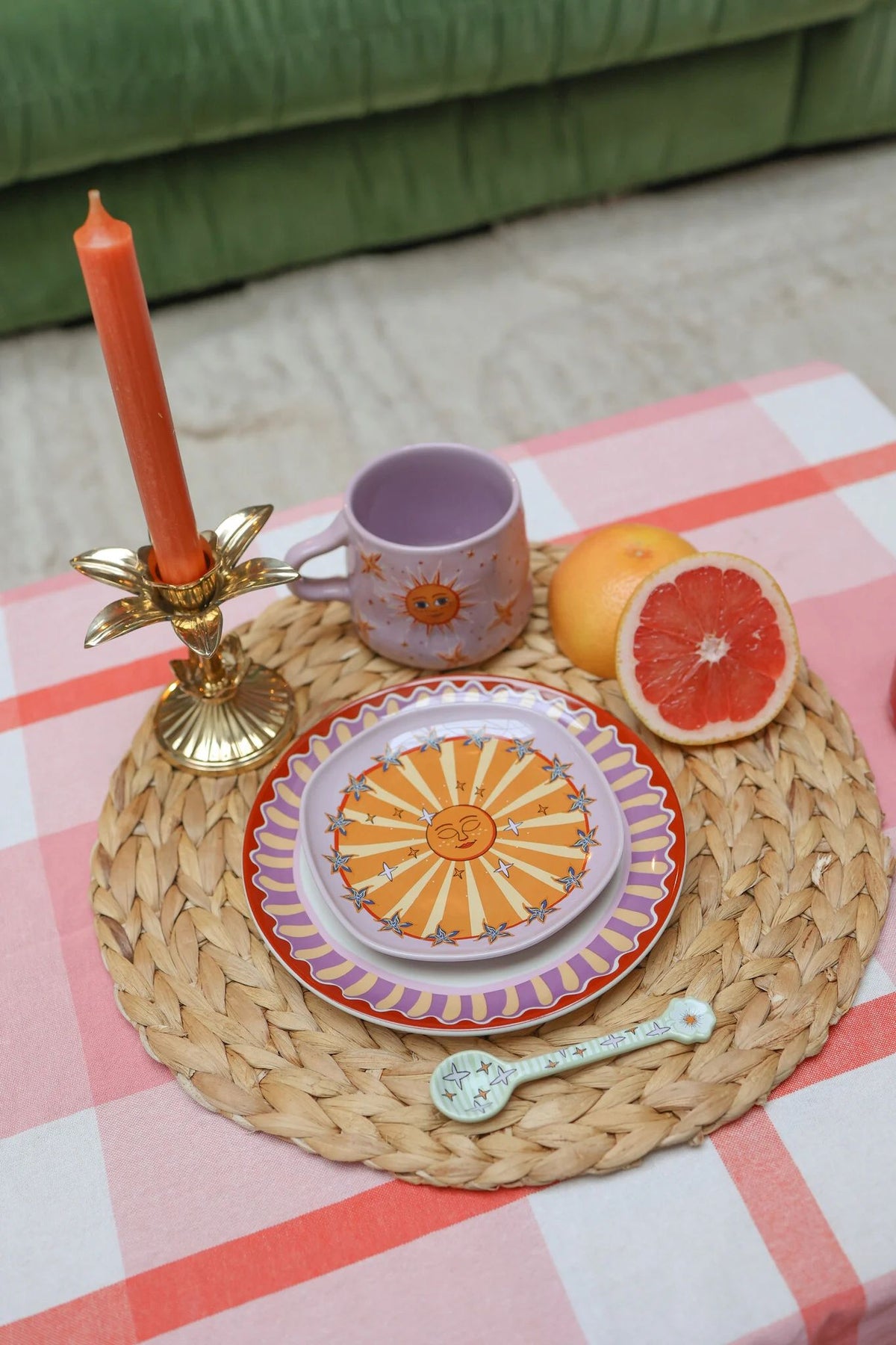All the Luck in the World serveerbord lila met zon